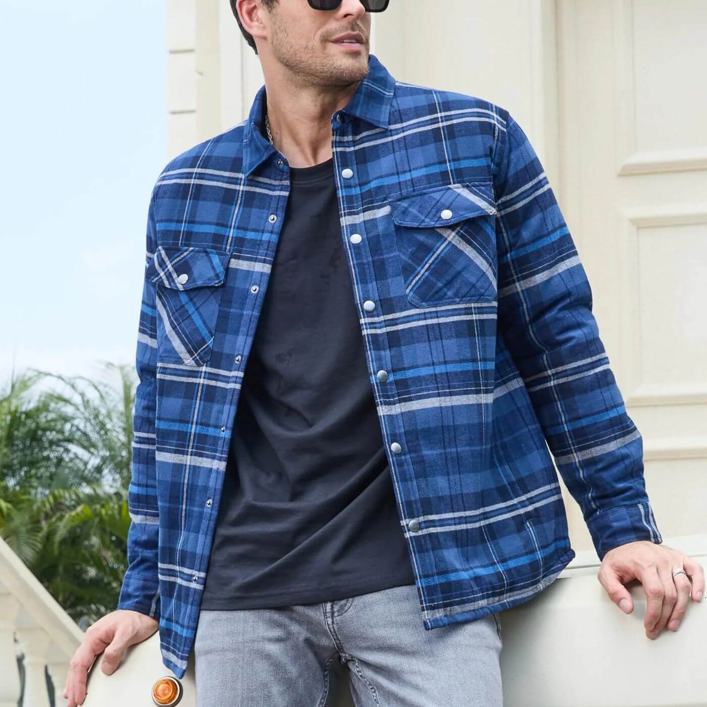 Edvin™ - Rutete Vattert Fôret Jakke med Lange Ermer