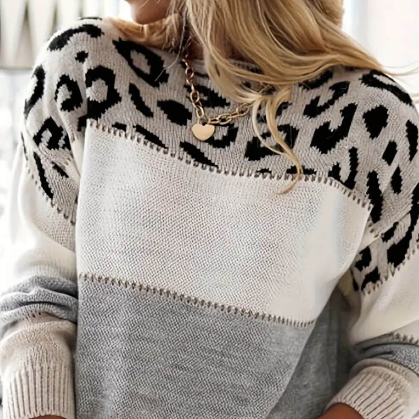 Eleanor™ - Komfortabel Leopardmønstret Strikkegenser