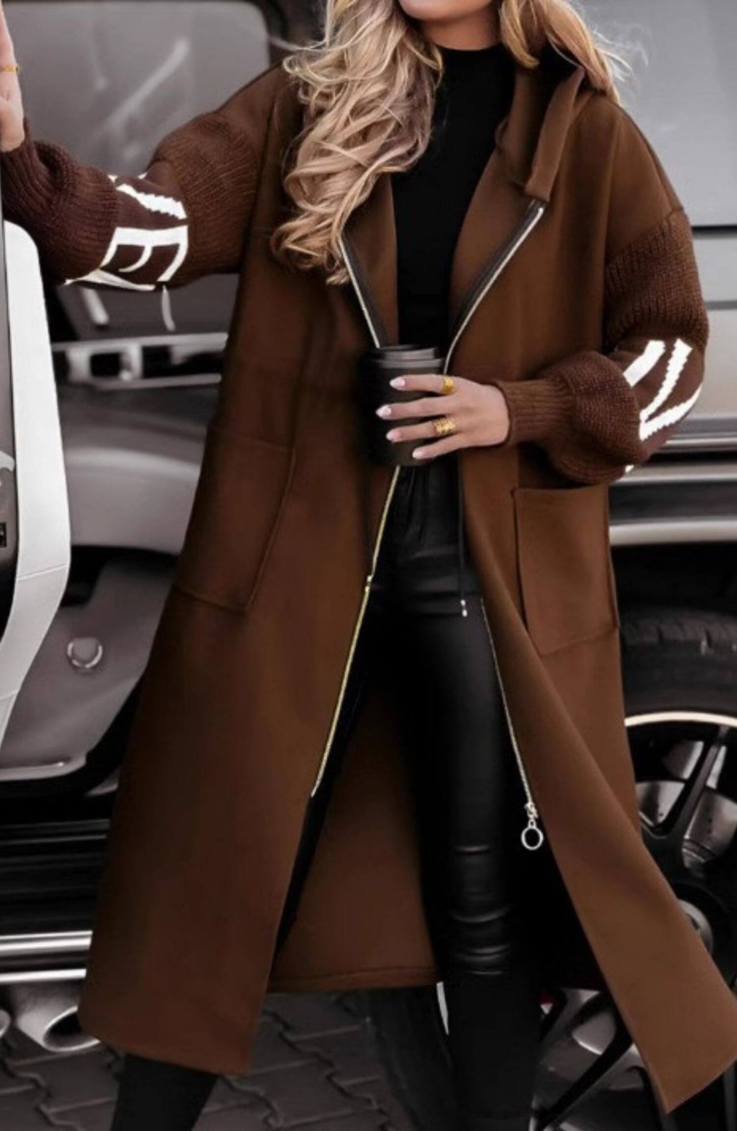 Ella™ - Strikket Hettegenserjakke med Lange Ermer