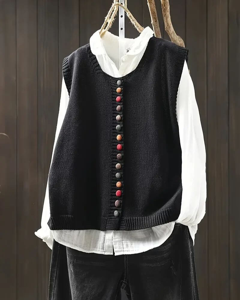 Hedda™ - Strikket Ermeløs Stilig Cardigan