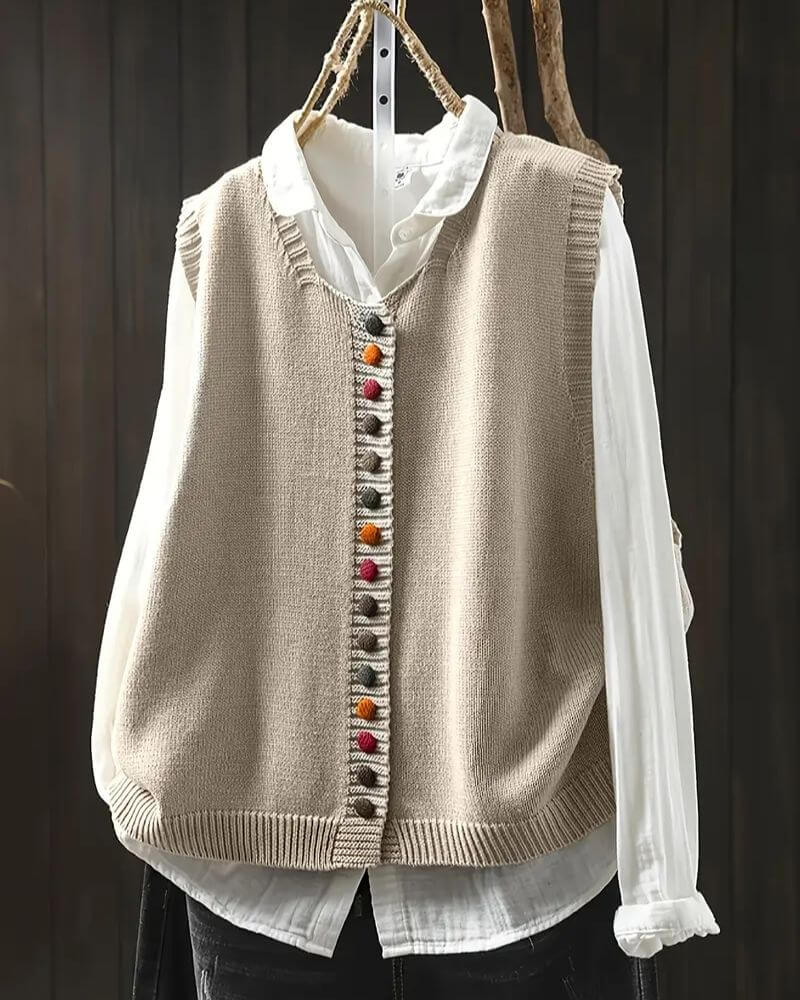 Hedda™ - Strikket Ermeløs Stilig Cardigan