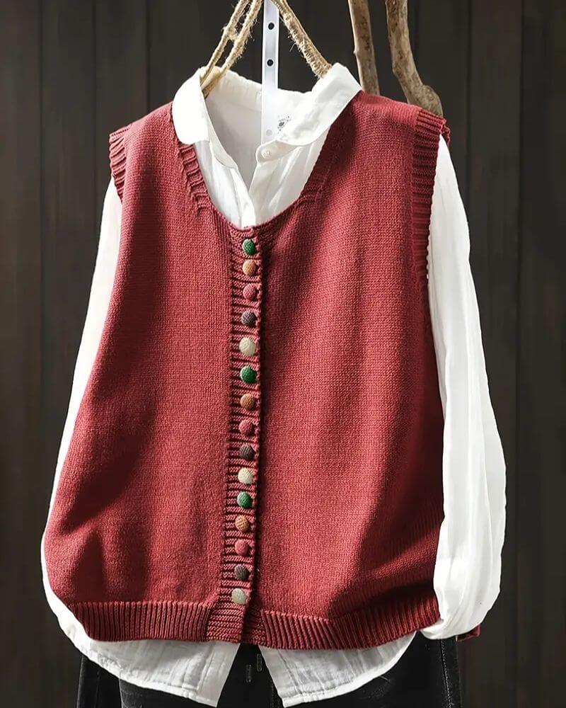 Hedda™ - Strikket Ermeløs Stilig Cardigan