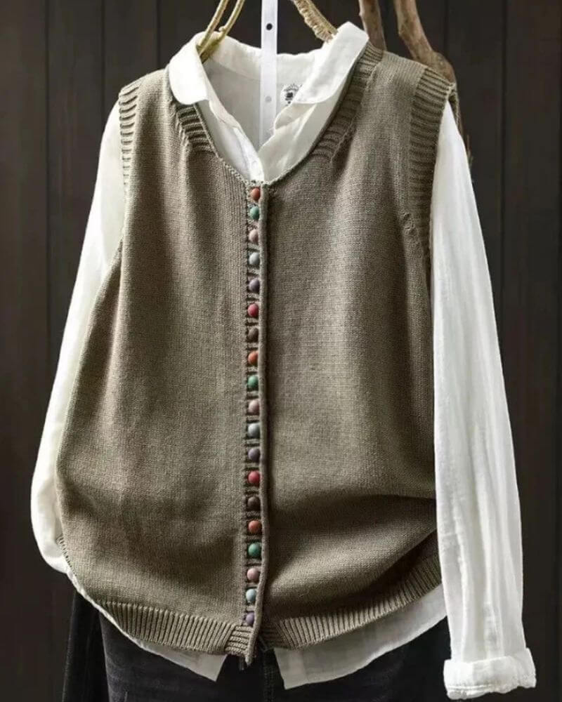 Hedda™ - Strikket Ermeløs Stilig Cardigan