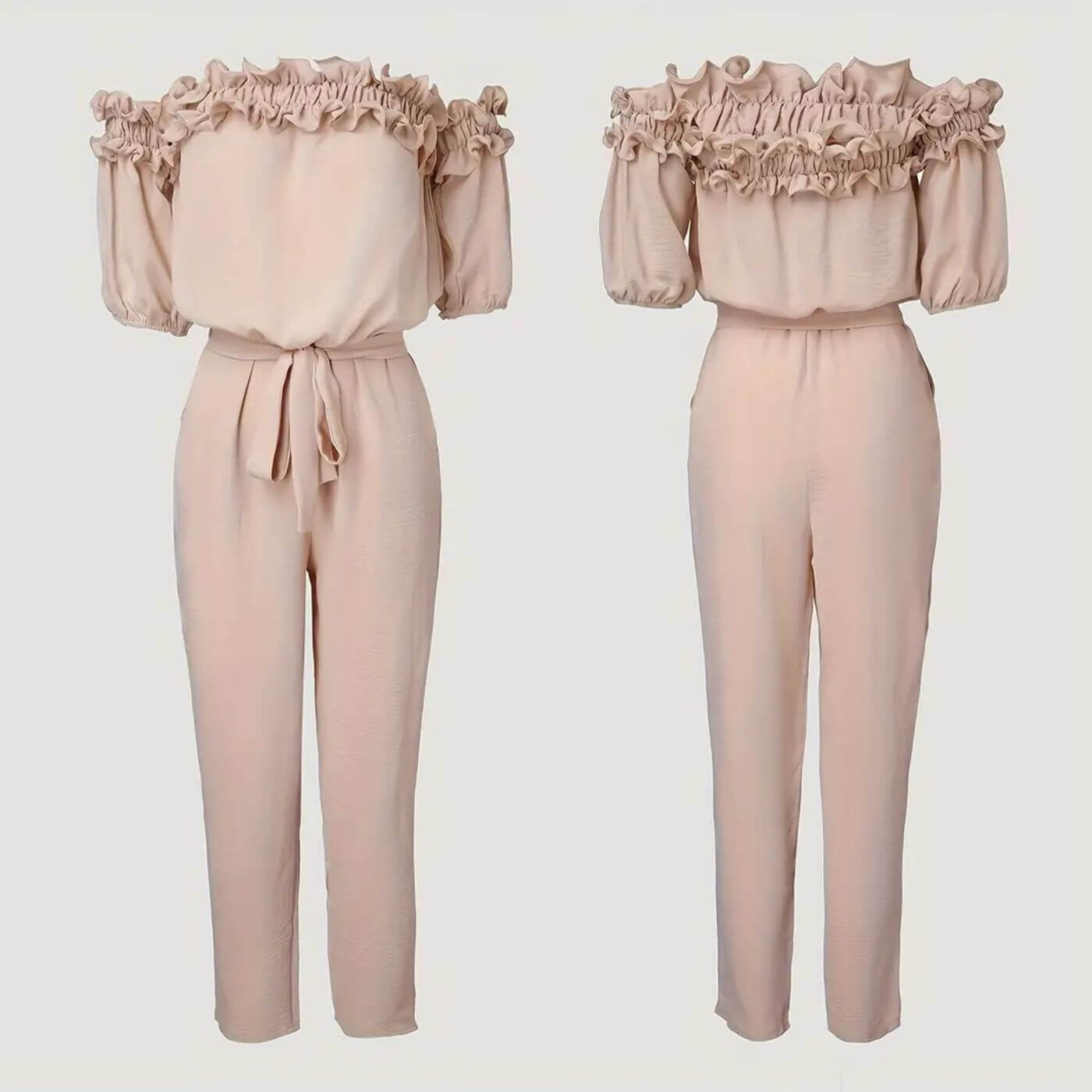 Kamilla™ - Stilfull Off Shoulder Jumpsuit med Knyting i Midjen