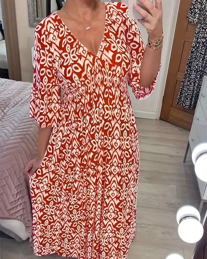 Lotte™ – Avslappet Bohemsk Sommerkjole med V-hals