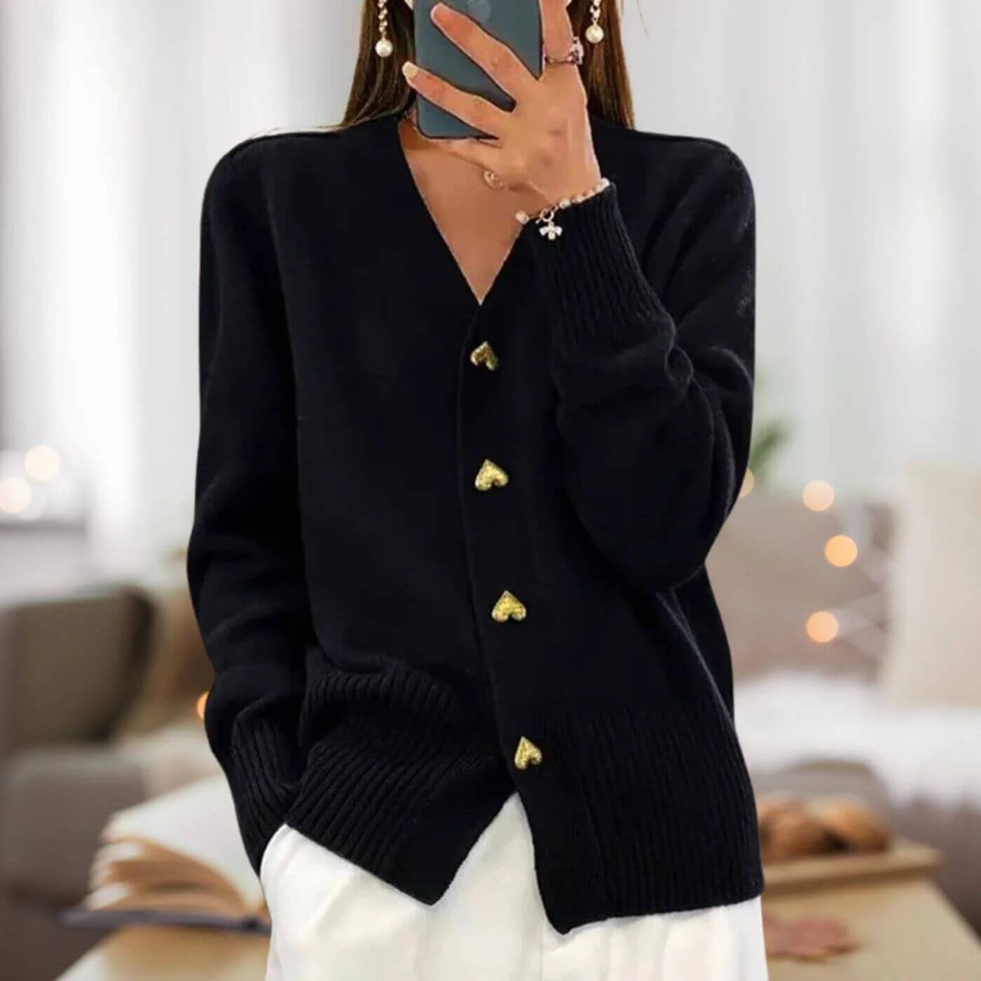 Olga™ - Komfortabel Cardigan med Hjerteknapper