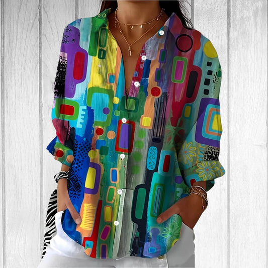 Eline™ – Komfortabel Sommerbluse med Geometrisk Mønster