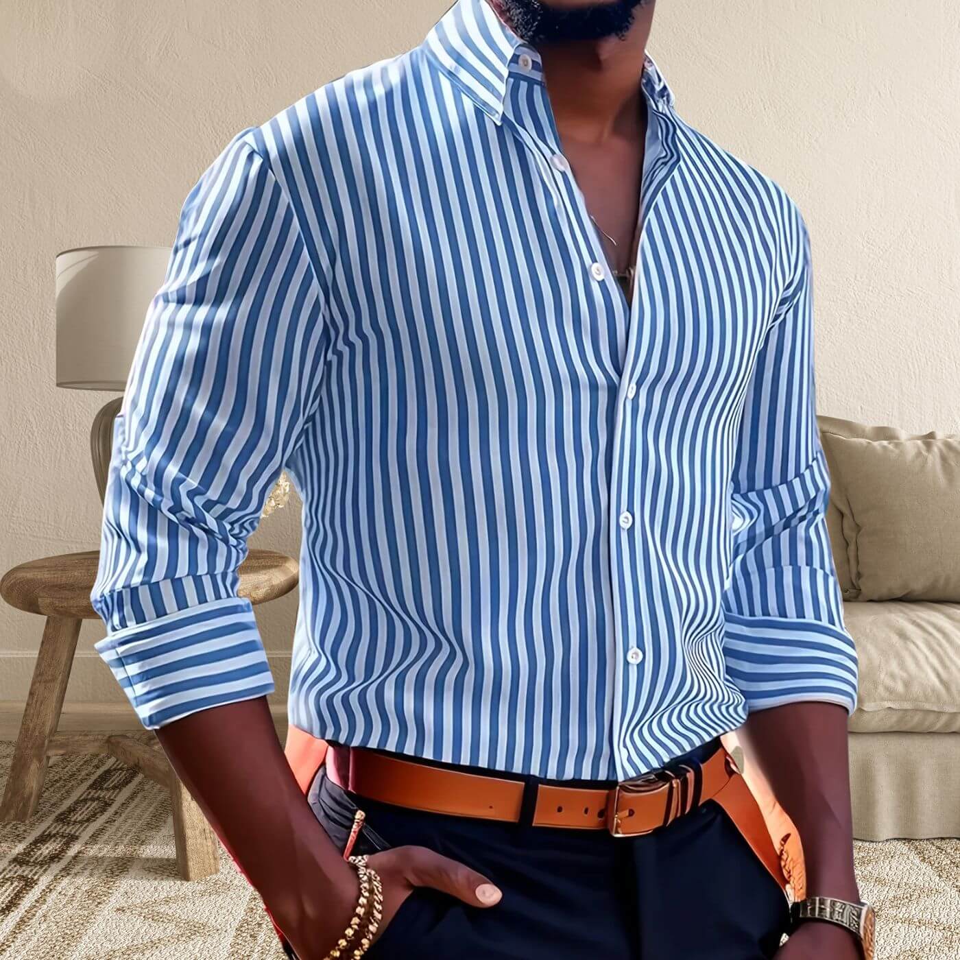 Emiliano™ – Stripet Langermet Skjorte