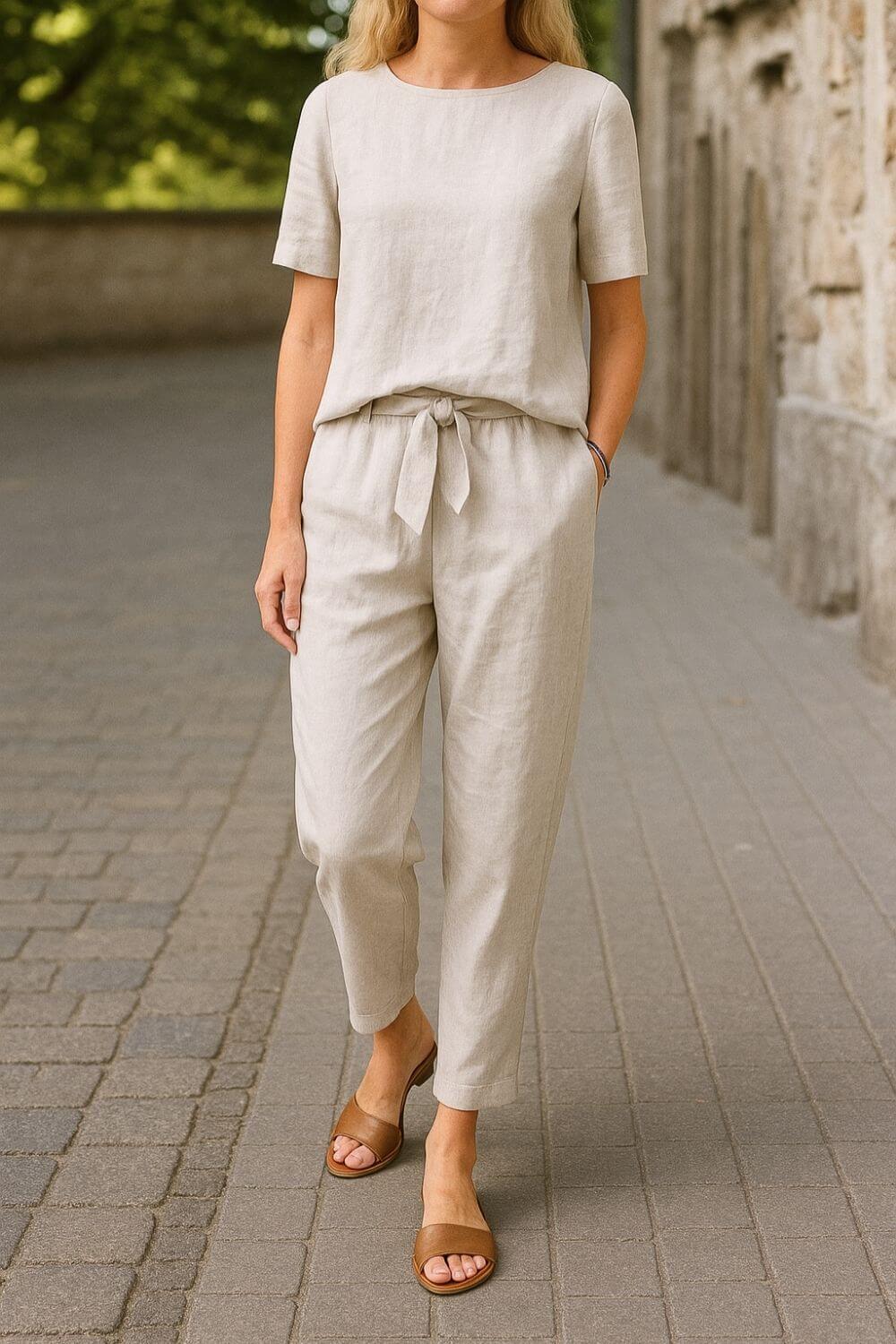 Grete™ - Komfortabelt Sommerbluse- og Buksesett