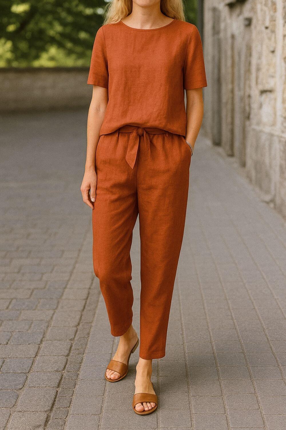 Grete™ - Komfortabelt Sommerbluse- og Buksesett