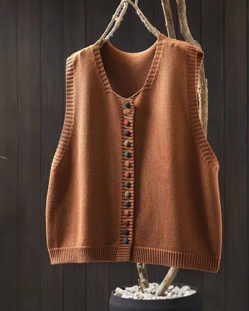 Hedda™ - Strikket Ermeløs Stilig Cardigan