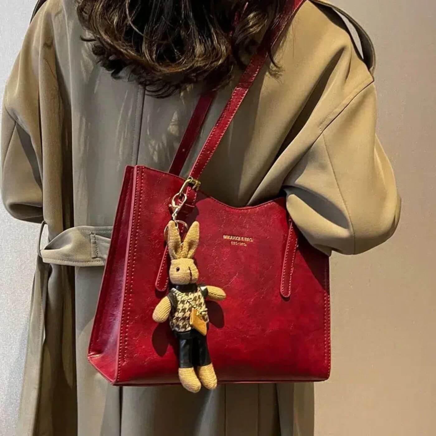 Lene™ – Bunny Charm Vintage Skulderveske i Skinn