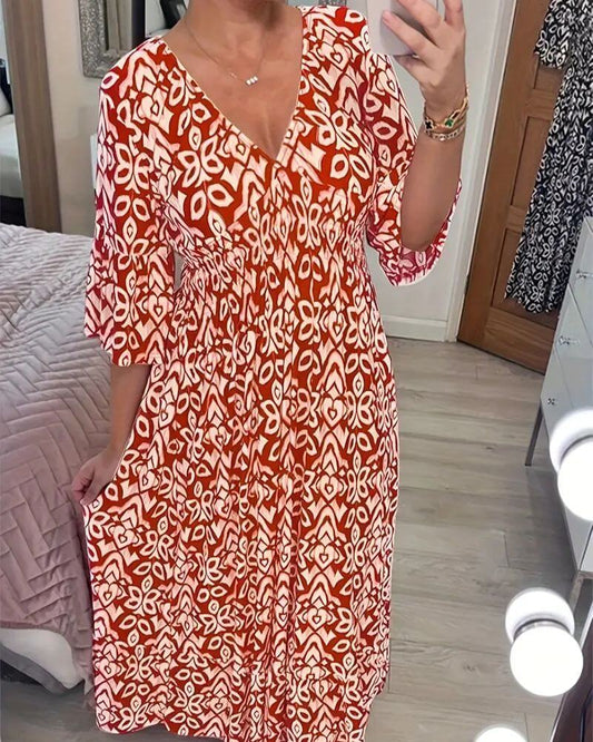 Lotte™ – Avslappet Bohemsk Sommerkjole med V-hals